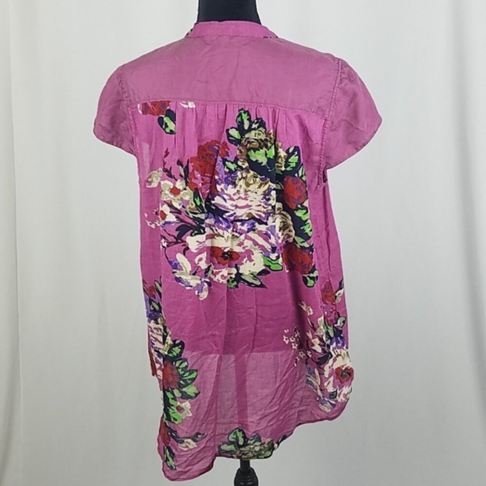 Soft Surroundings Silk Floral Tunic Blouse Petite L New Without Tags Boho - Picture 8 of 12